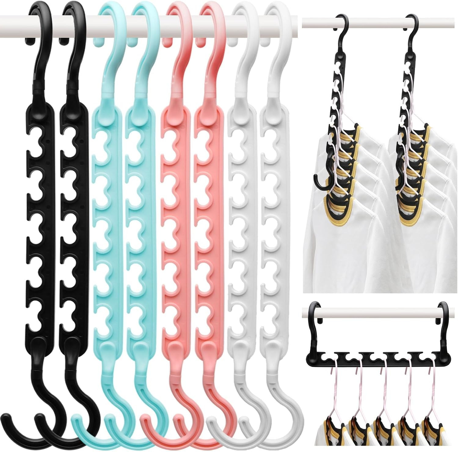 8 Pack Closet Organizer Hangers Cascading Space Saving Wardrobe Storage Hooks