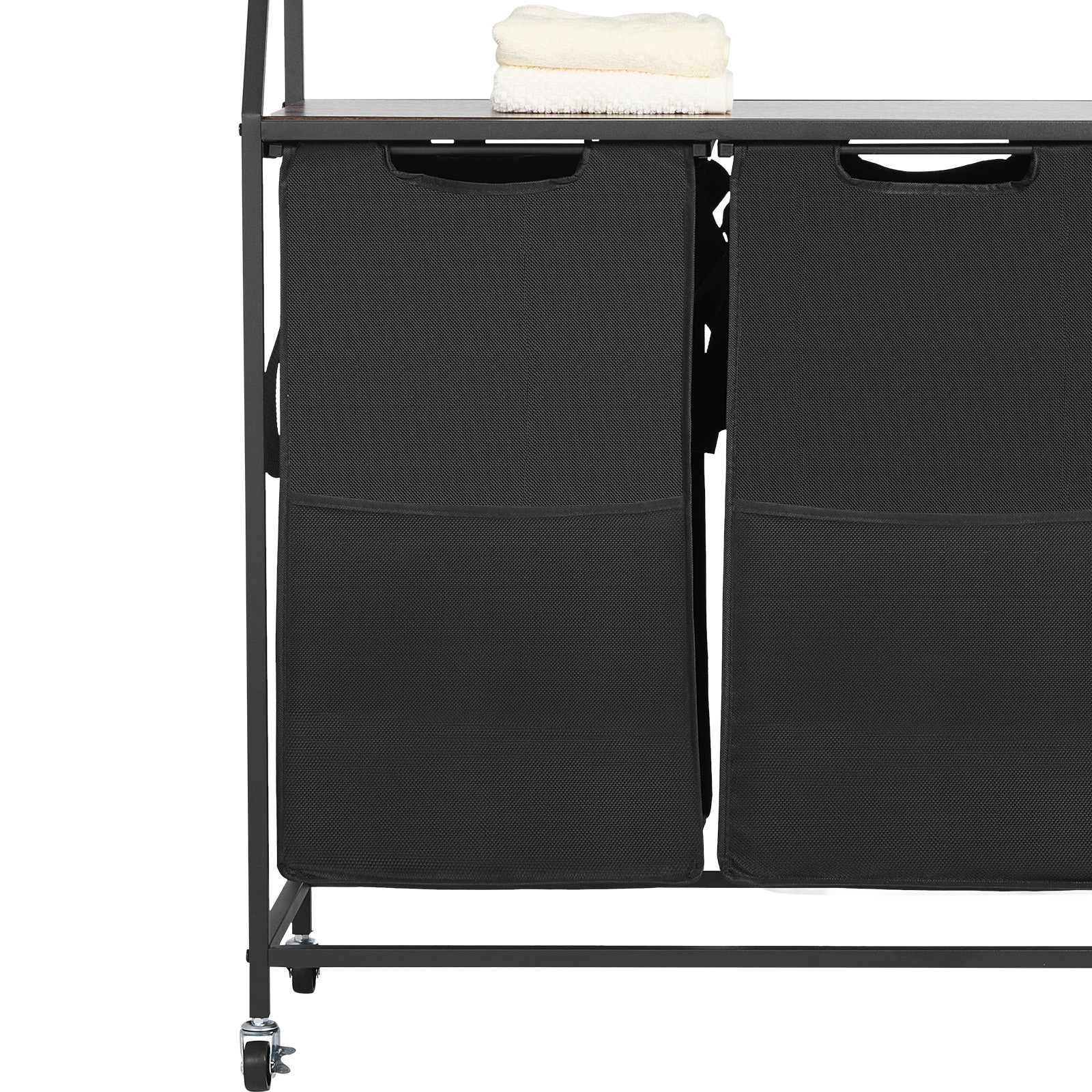 VEVOR 2 Tiers Laundry Sorter Tall Laundry Hamper with Wheels and Hooks 2 Section