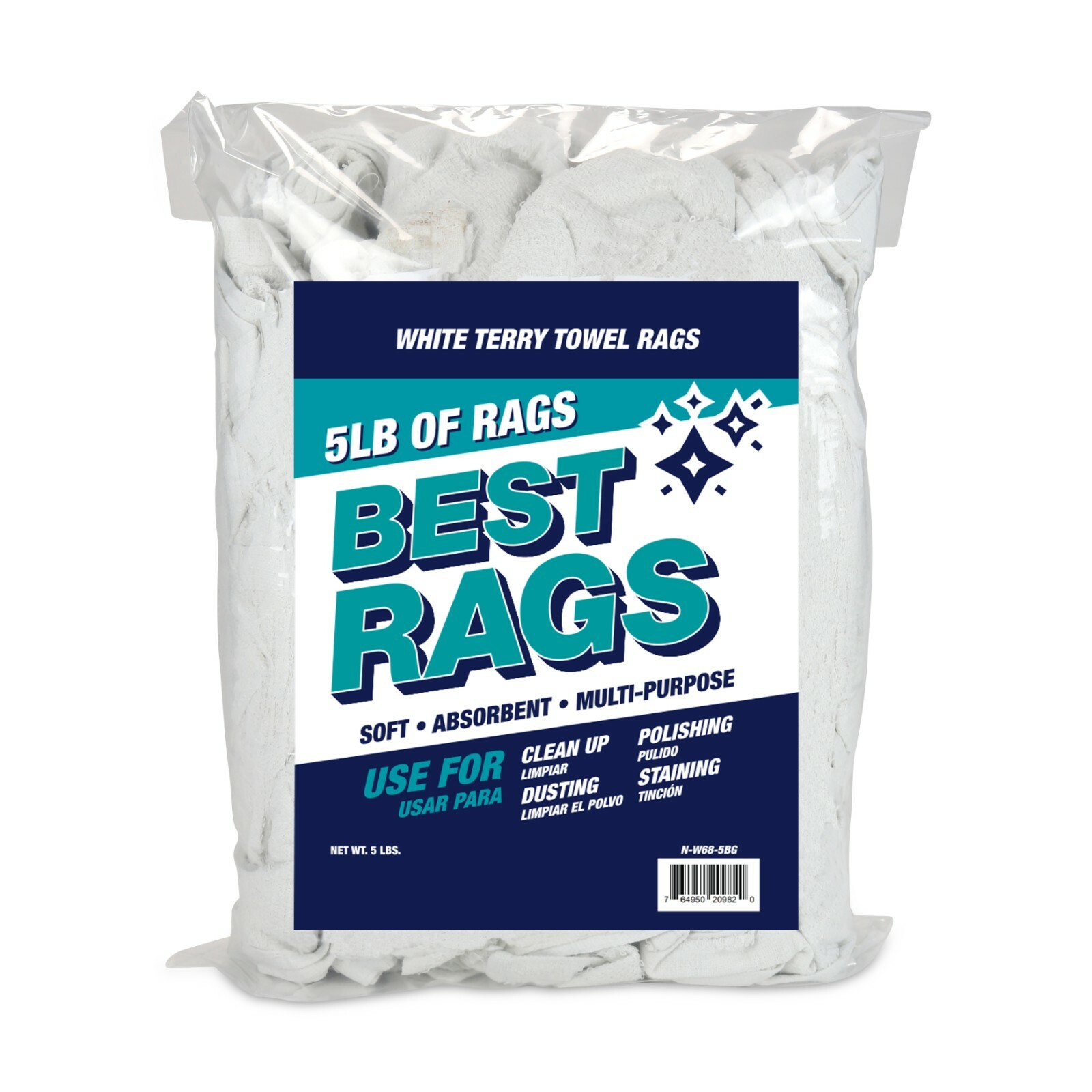 Terry Towel Cleaning Rags, Package Options, White, Multipurpose 14×14 to 20×20