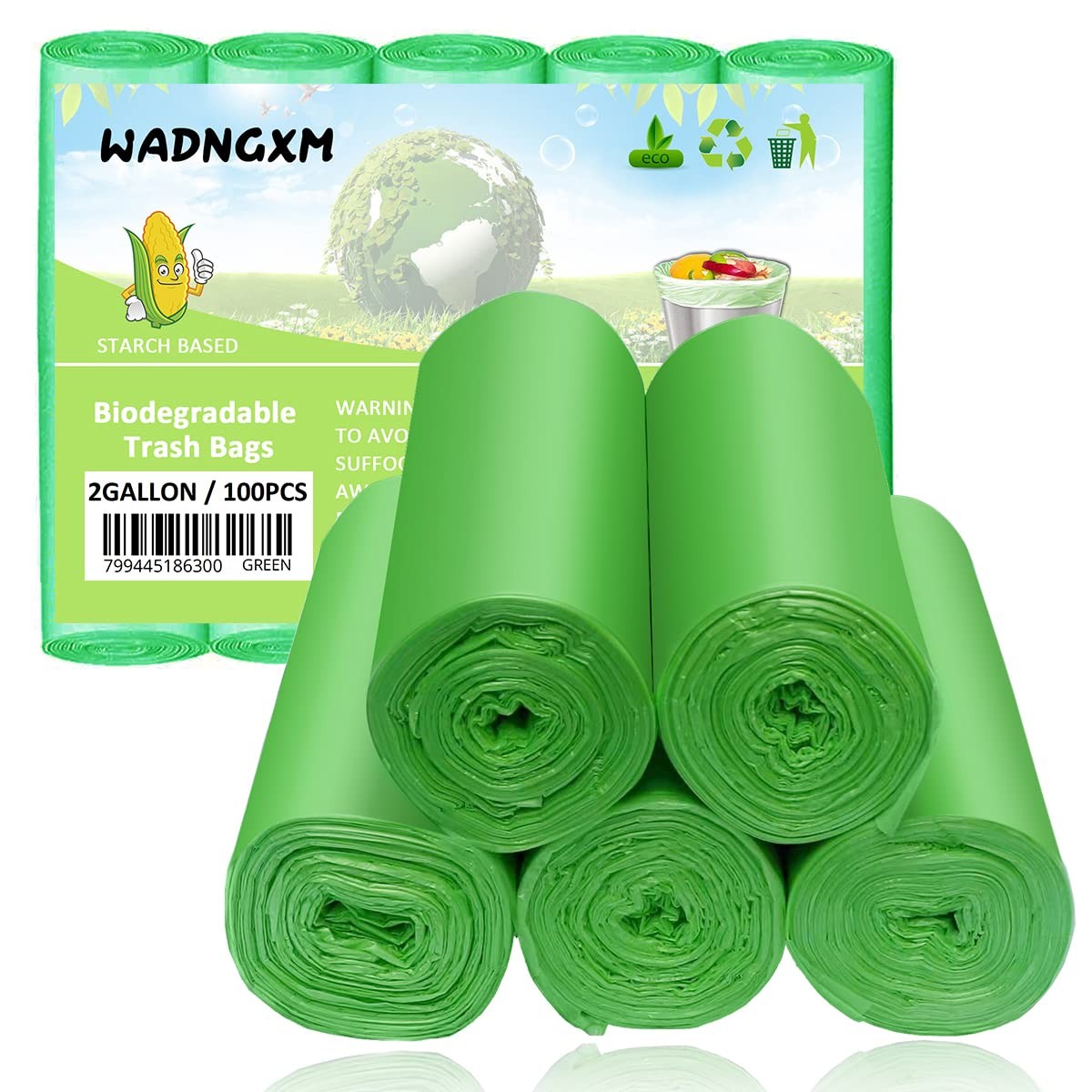 2 Gallon Compostable Trash Bags Small Biodegradable Garbage Bags 7.5 Liters Wast