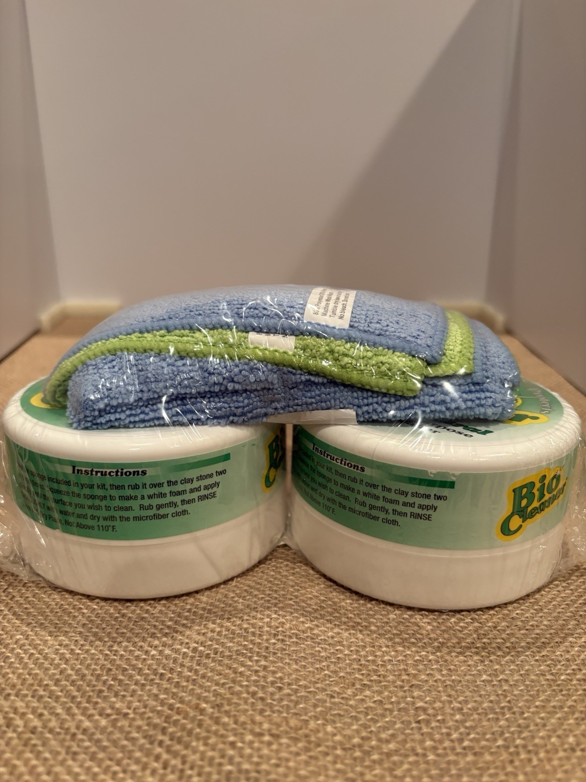 Bio Cleaner Set of 2 10.5oz Multi-Purpose Cleaning Clay with Cloths New
