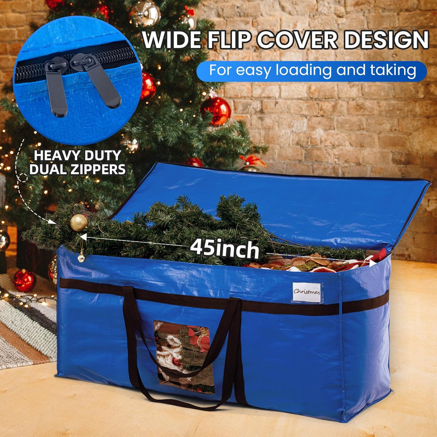 2 Pack 69 Gallon Extra Large Storage Bags with Visible Window,Blue | XXL Heavy D