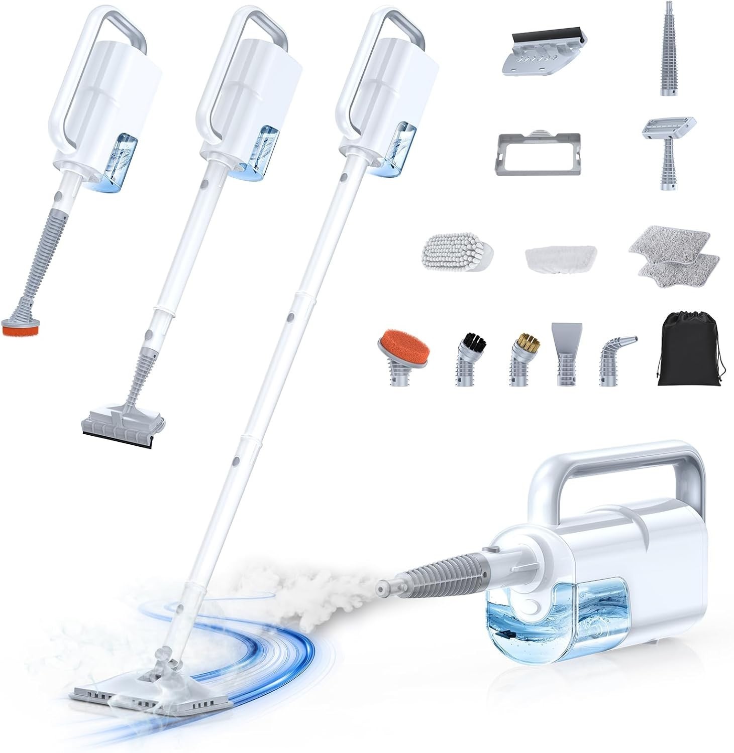 10-in-1 Steam Mop with Detachable Handheld Steamer,350ml Tank, 10s Heat-Up, 248°