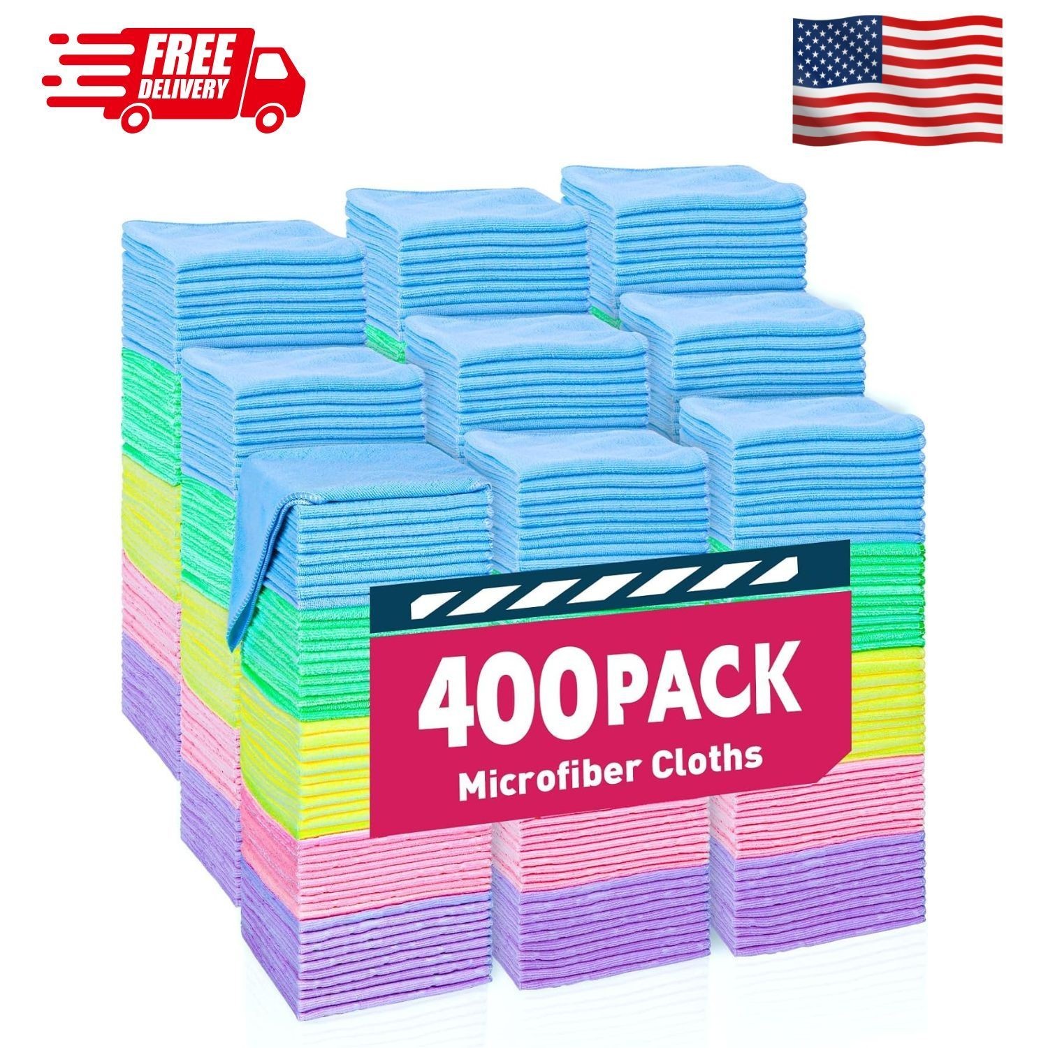 Microfiber Towels Bulk-400 Pack, Cleaning Cloths, Microfiber Towels for Cars