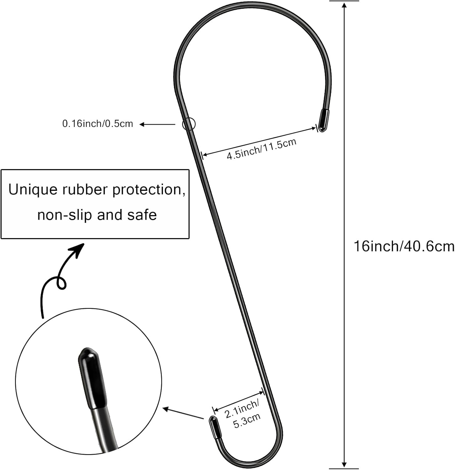 6 Pack 16 Inch Extra Large S Hooks for Hanging Plants, Rust-Proof Heavy Duty Tre