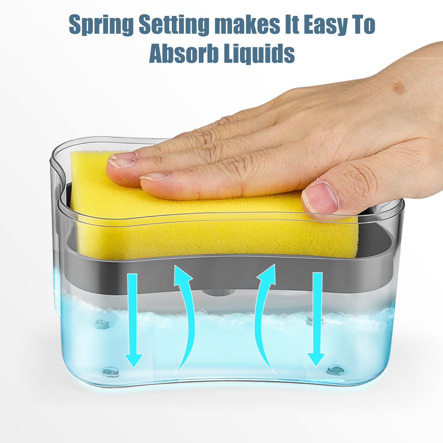 2-in-1 Kitchen Dish Soap Dispenser with Sponge Holder ABS Sink Organizer Rack x1