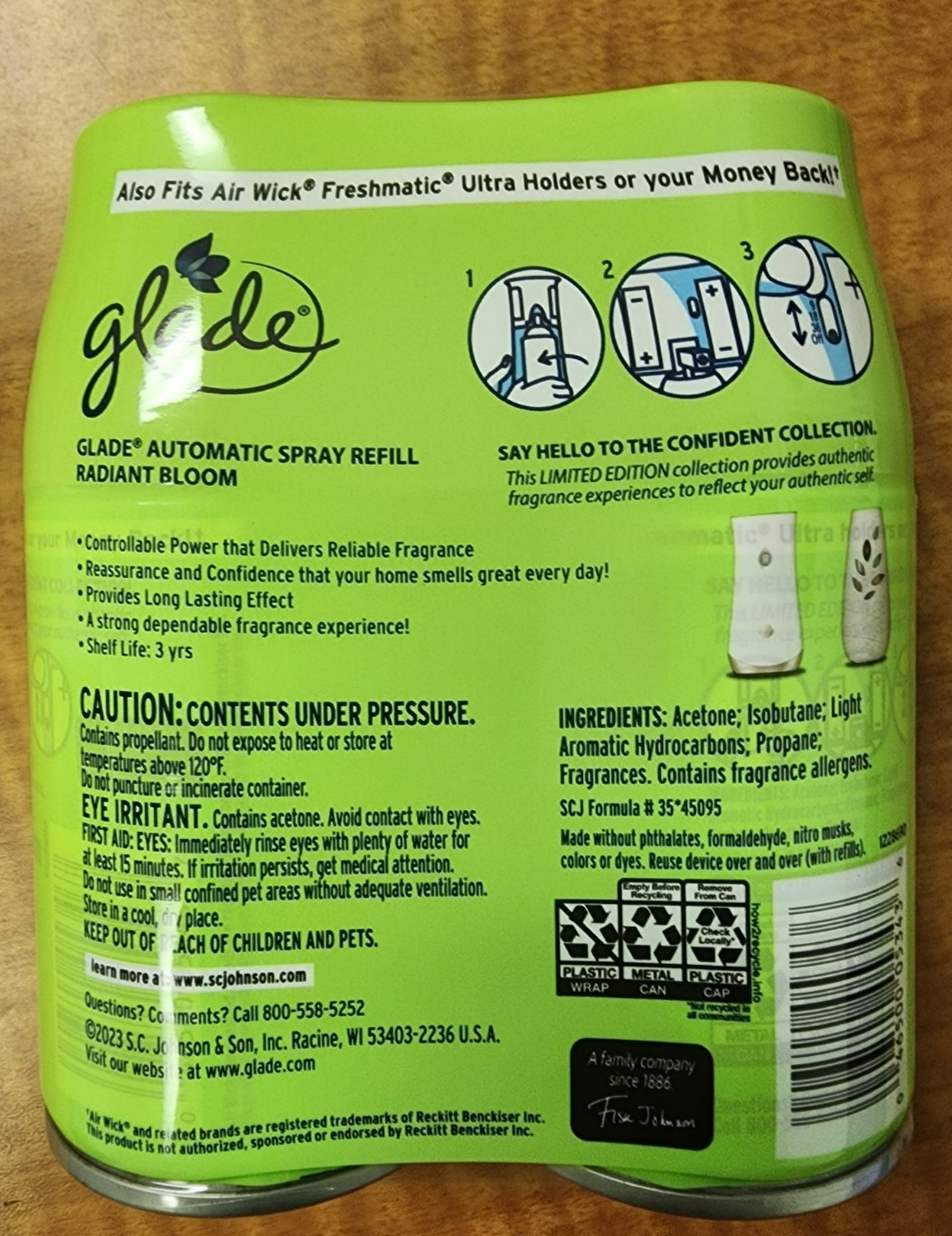 Glade Automatic Spray Air Freshener, Radiant Bloom, 12.4 oz, Pack of 6 Refills