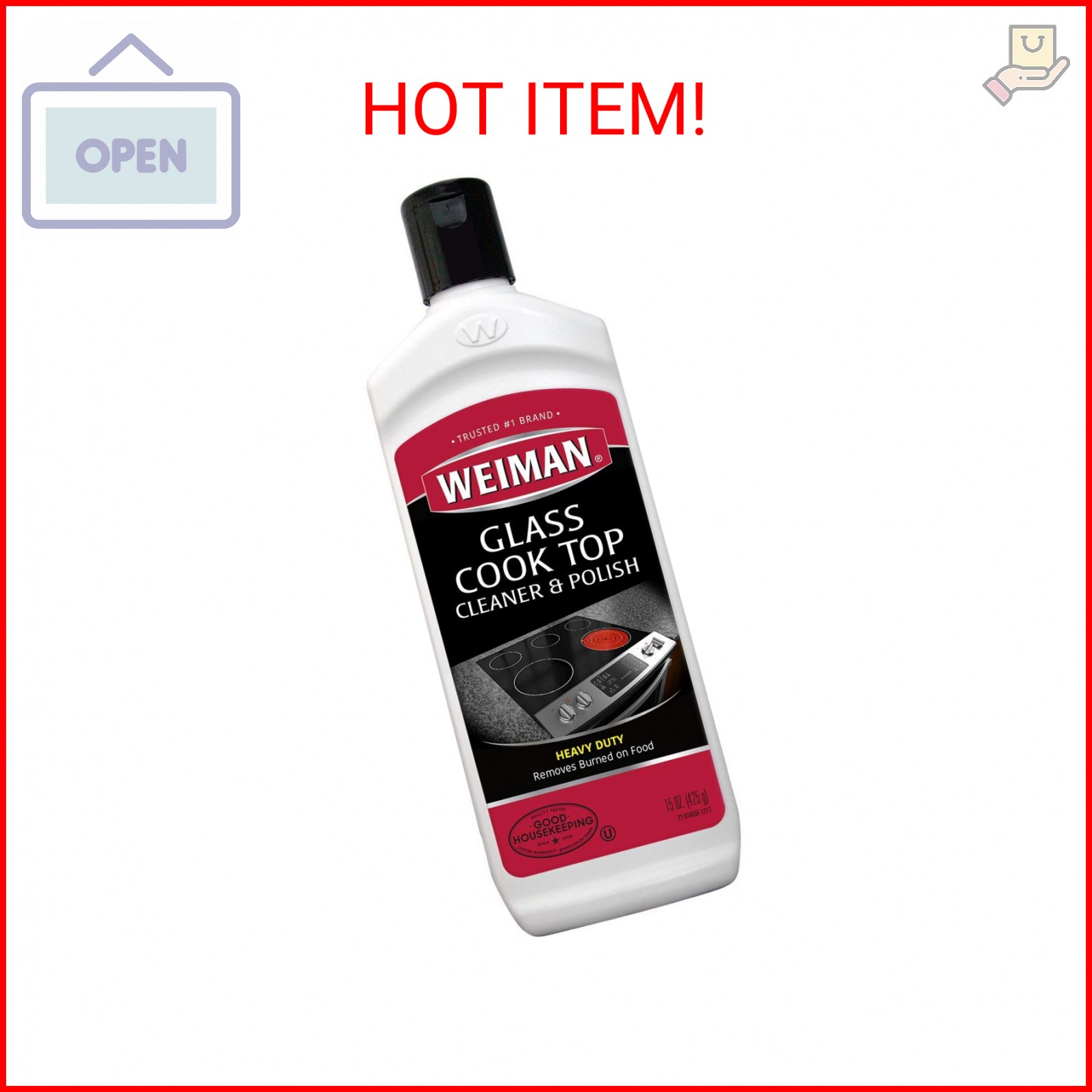 Weiman Glass Cooktop Heavy Duty Cleaner & Polish – Shines and Protects Glass/Cer