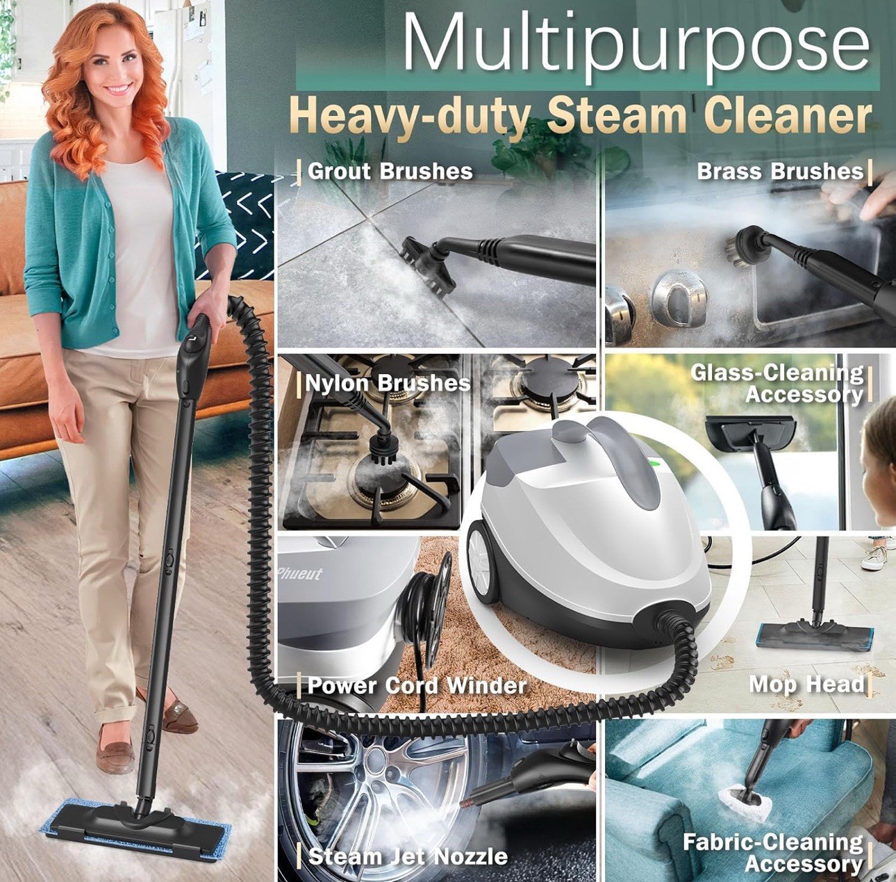 Steam Cleaner with 28 Accessories for Home, 1800W Powerful Multipurpose Steam Mo