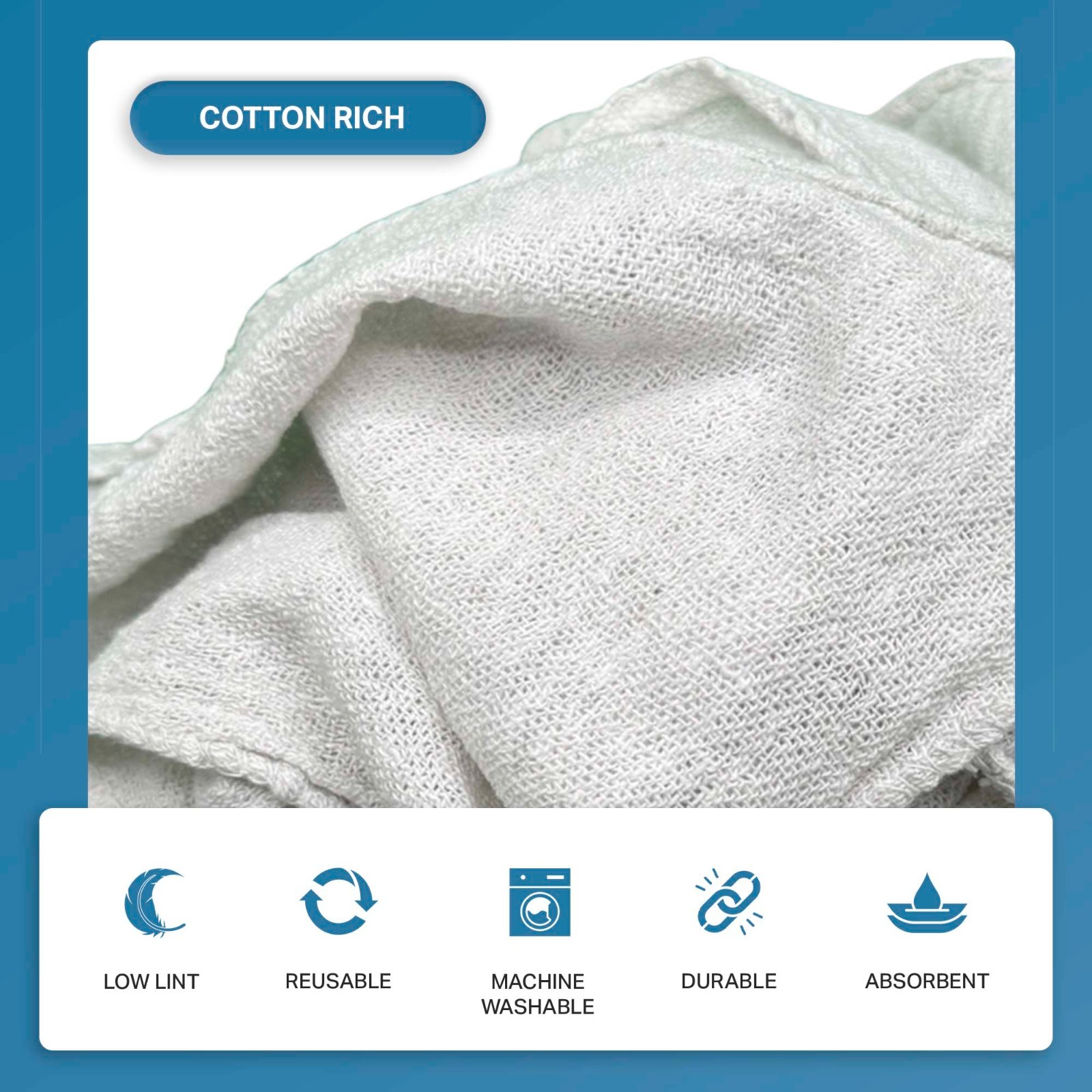 50 New White Shop Towels 14 x14 A-I-A Angel-In-Armor Mechanics Rags Oil Change