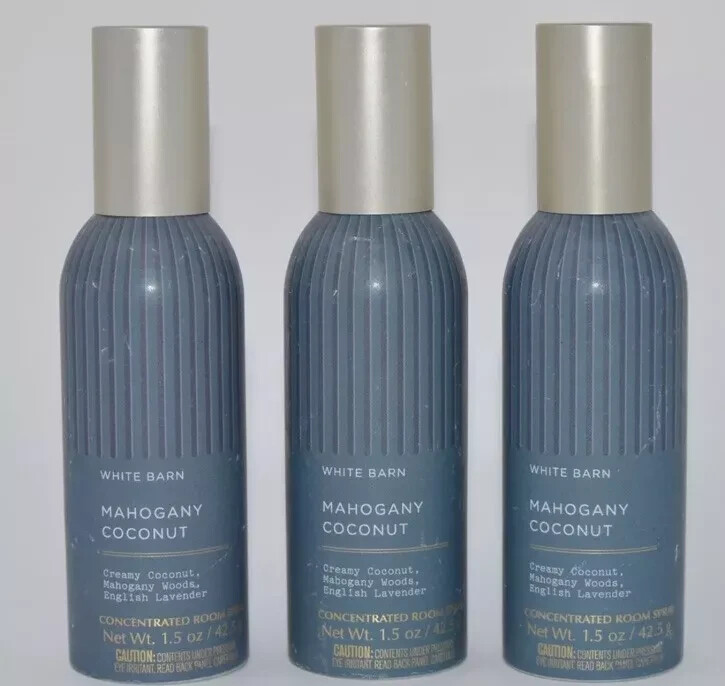 3x Bath & Body Works White Barn Mahogany Coconut Room Spray *FREE SHIPPING*