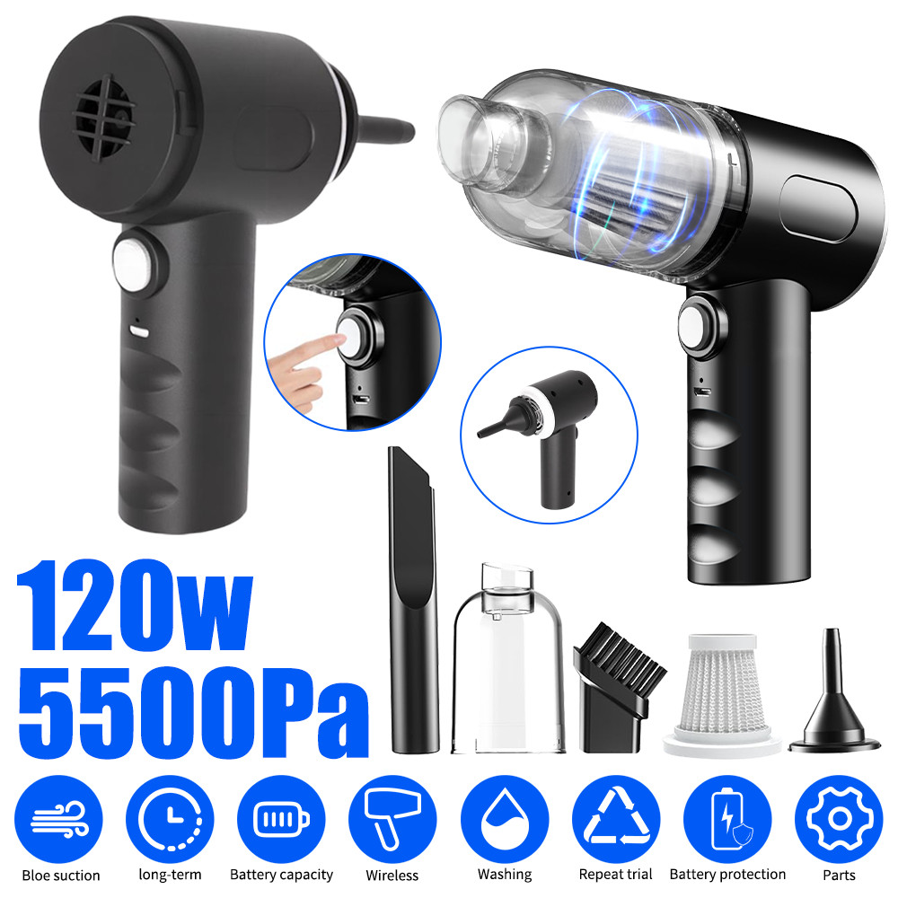 120W Cordless Car Vacuum Cleaner Powerful Suction Mini Dusts Buster Handheld