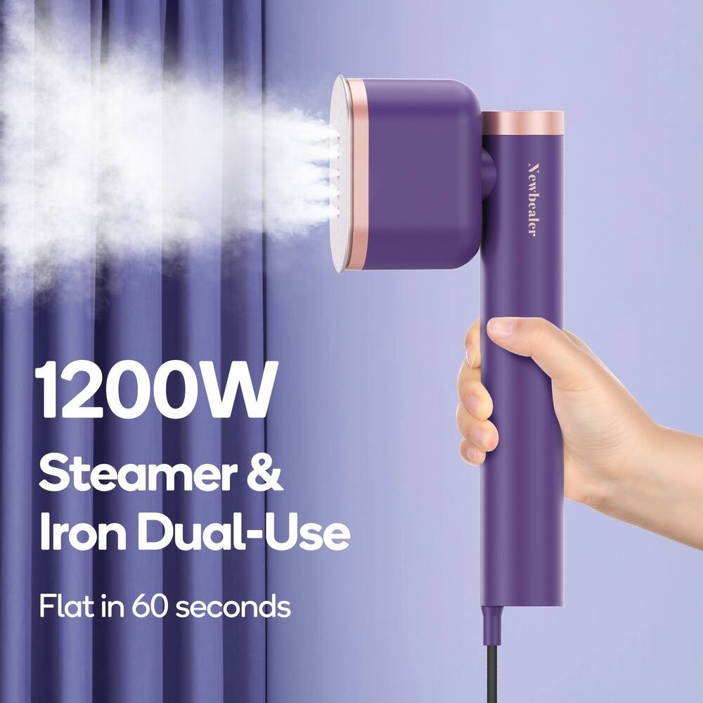 Newbealer – Steamer for Clothes, 1200W Portable Handheld Steam Iron, White-Gold