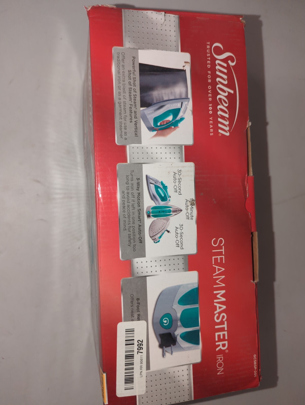 Sunbeam Steam Master Iron 1400 Watts Large Stainless Steel Soleplate with 8 ft R