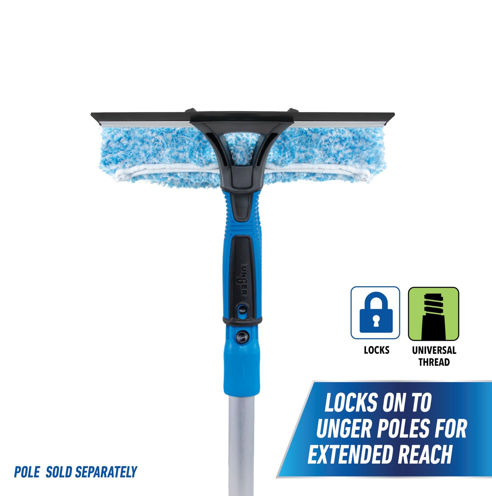 UNGER 10″ 2-in-1 Squeegee & Scrubber Window Cleaner Tool Commercial Residential