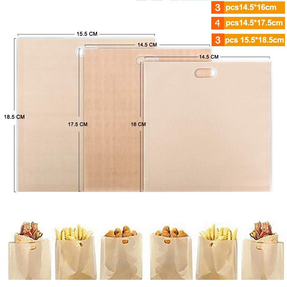 Samshow 10 Toaster Bags Reusable, 3 Sizes 10 pices, Yellow