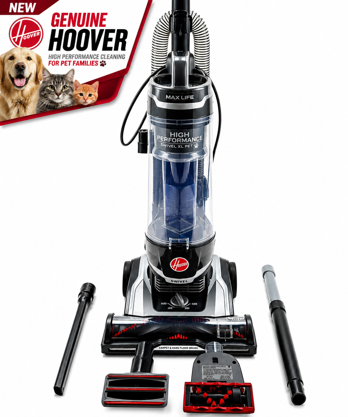 Hoover UH75260V Swivel XL Pet Bagless Upright Vacuum Cleaner HEPA New Open Box