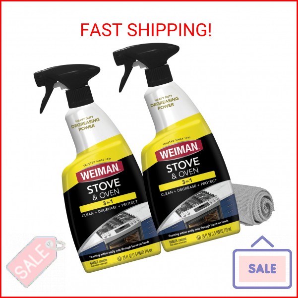 Weiman Heavy Duty Stove and Oven Cleaner and Degreaser for Glass, Ceramic Cookto