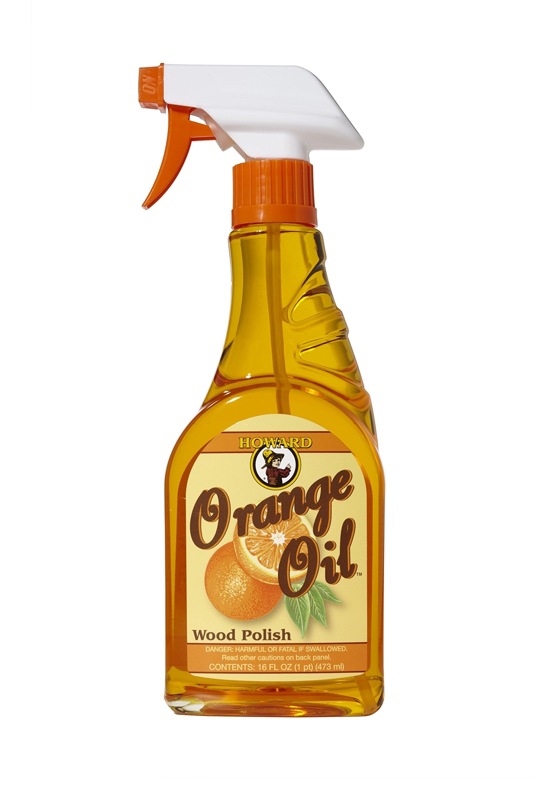 Howard Orange Oil Wood Polish 16 Fl Oz Natural Shine and Citrus Scent