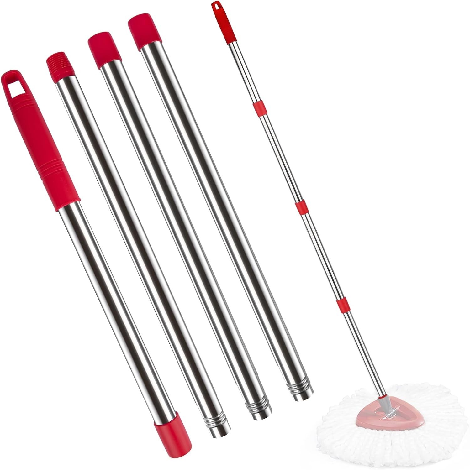 Ucoolbe Spin Mop Replacement Handle for O-Cedar, 4-Section 30″ to 58″ Mop Sti
