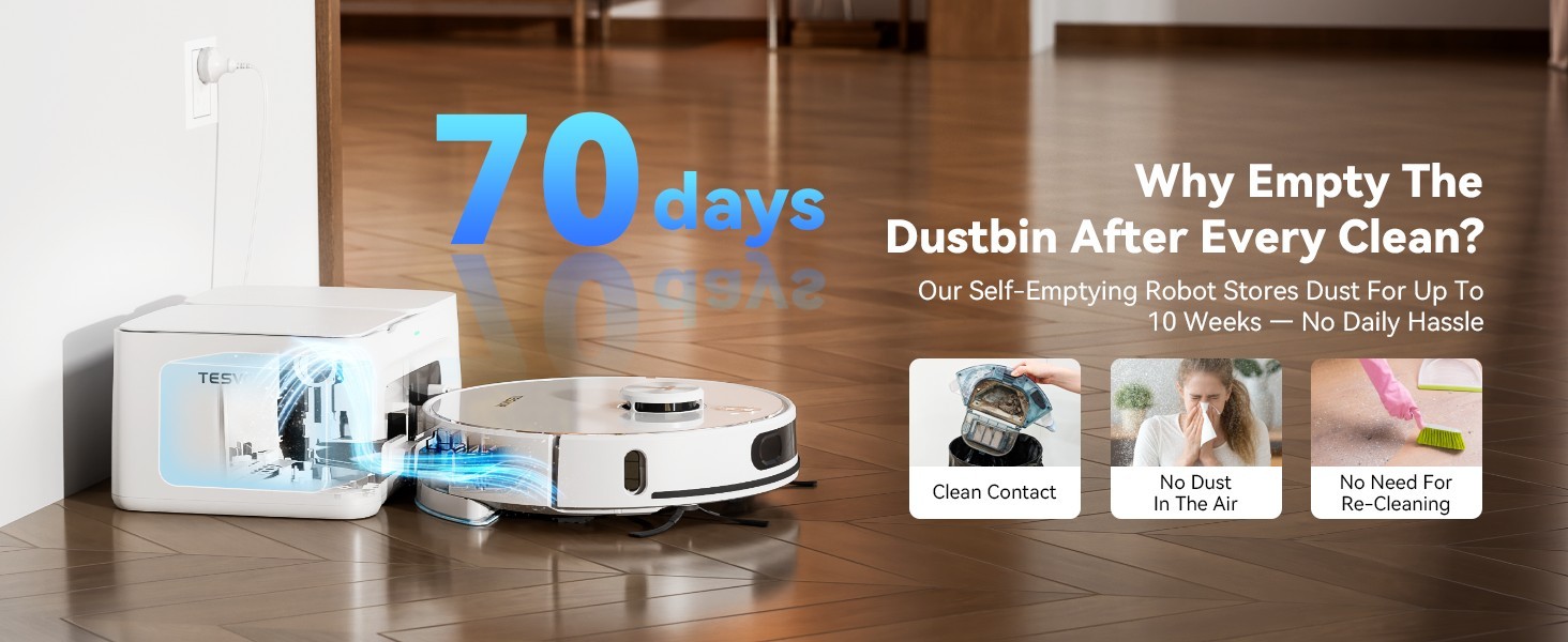 Tesvor S8 Max Robot Vacuum & Mop Self Emptying Station 8000Pa Suction Hard Floor