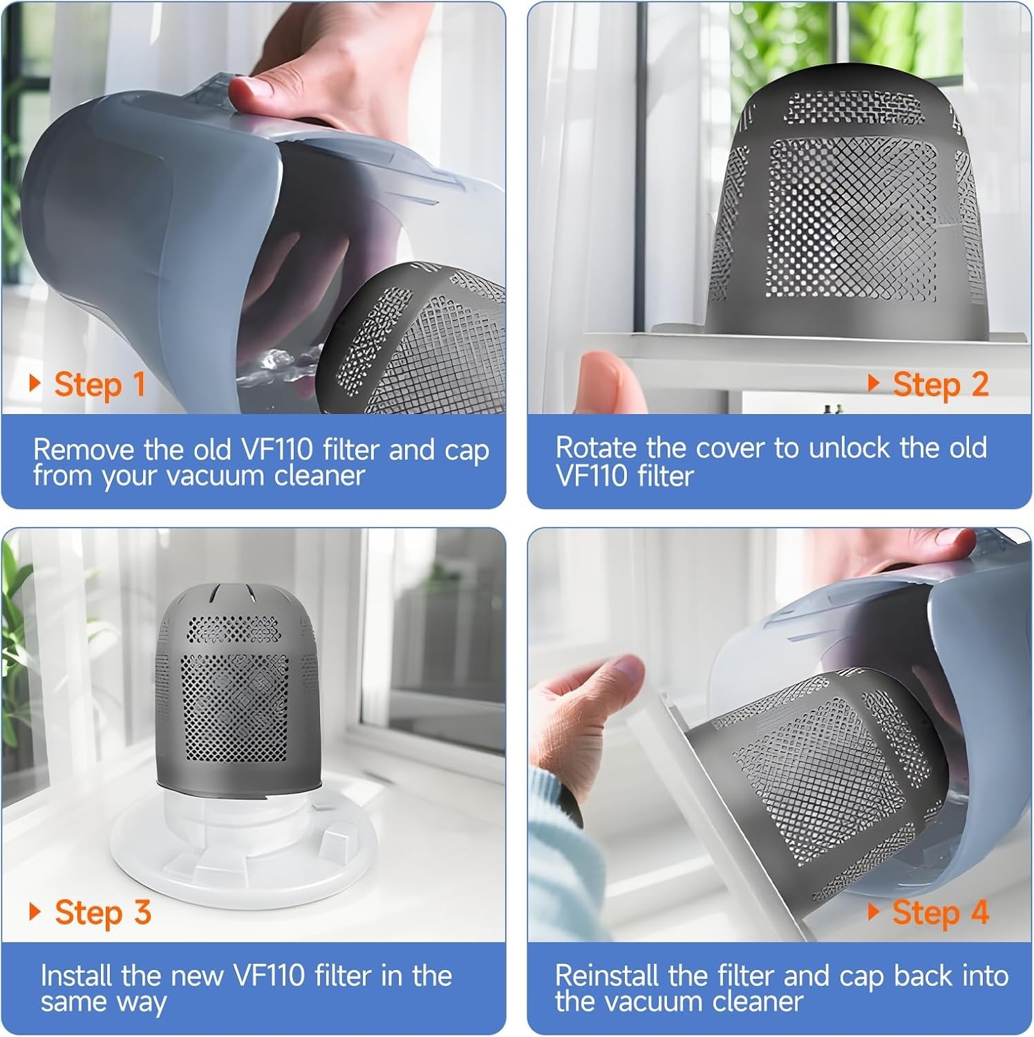 10 Pk VF110 Cordless Vacuum Filters For Black & Decker CHV1410L – 90558113-01