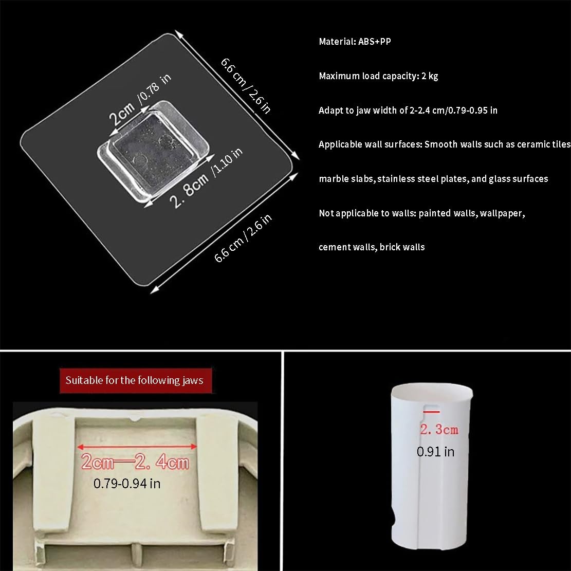 6 PCS 1.1 Inch Rectangular Adhesive Shower Caddy Replacement Sticker, Transpa…