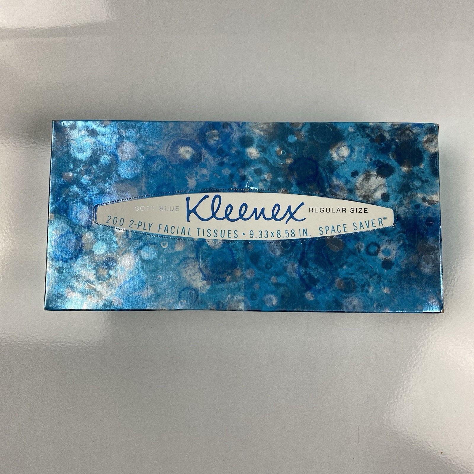 vintage 1966 KLEENEX TISSUE BOX BLUE SILVER FOIL 60s NOS PROP DISPLAY