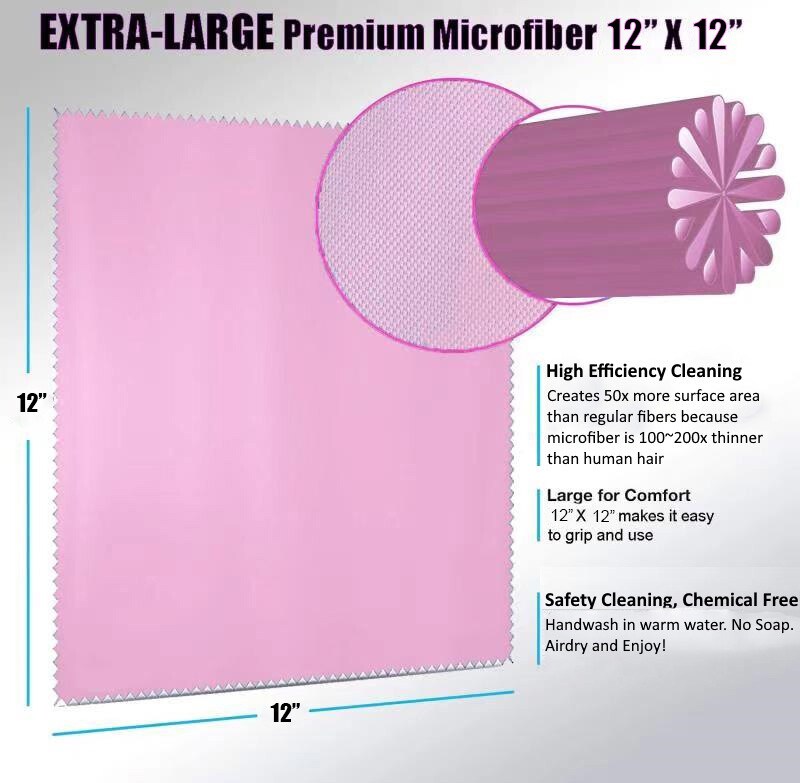 Oversized Microfiber Cleaning Cloth 12″ X 12″ for Screens Lens Phone-Multicolor