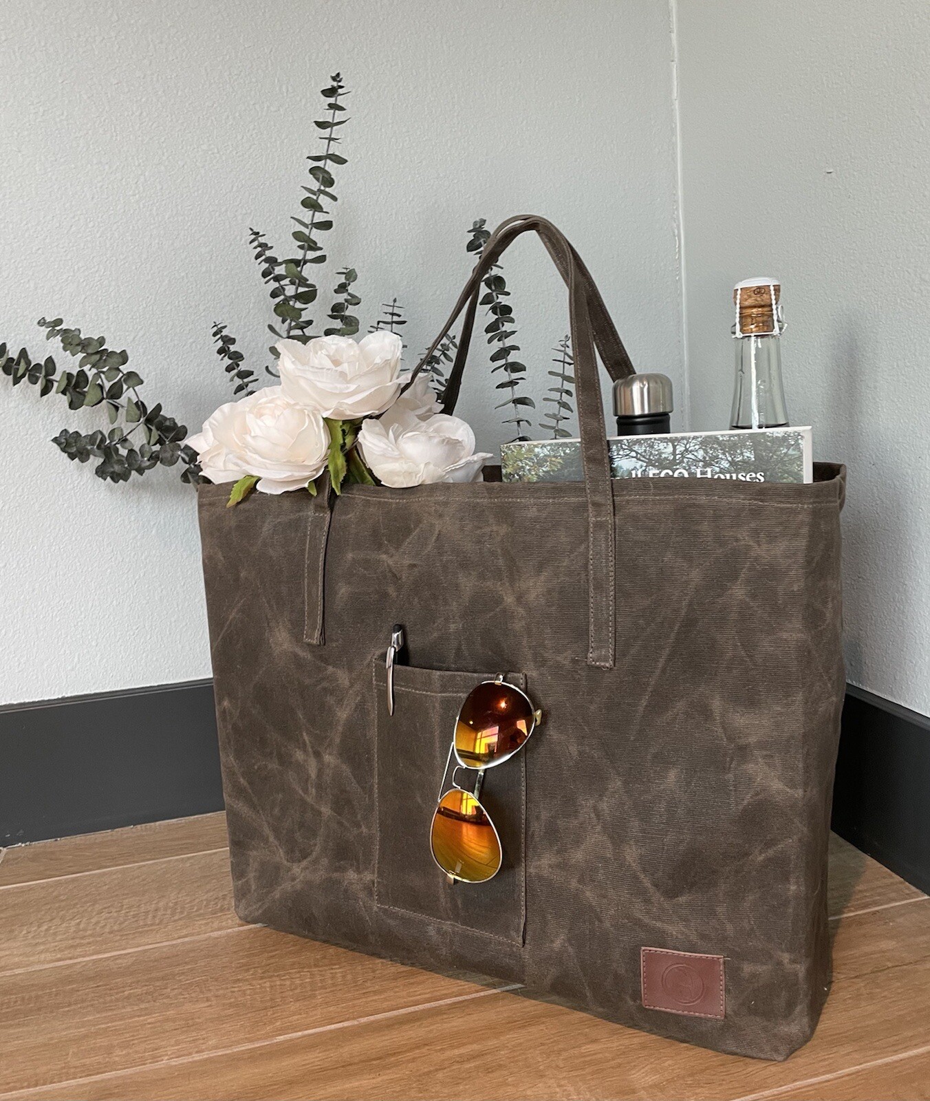 Waxed Canvas Tote Bag, Grocery Shopping, Market bag, Strong Materials for women
