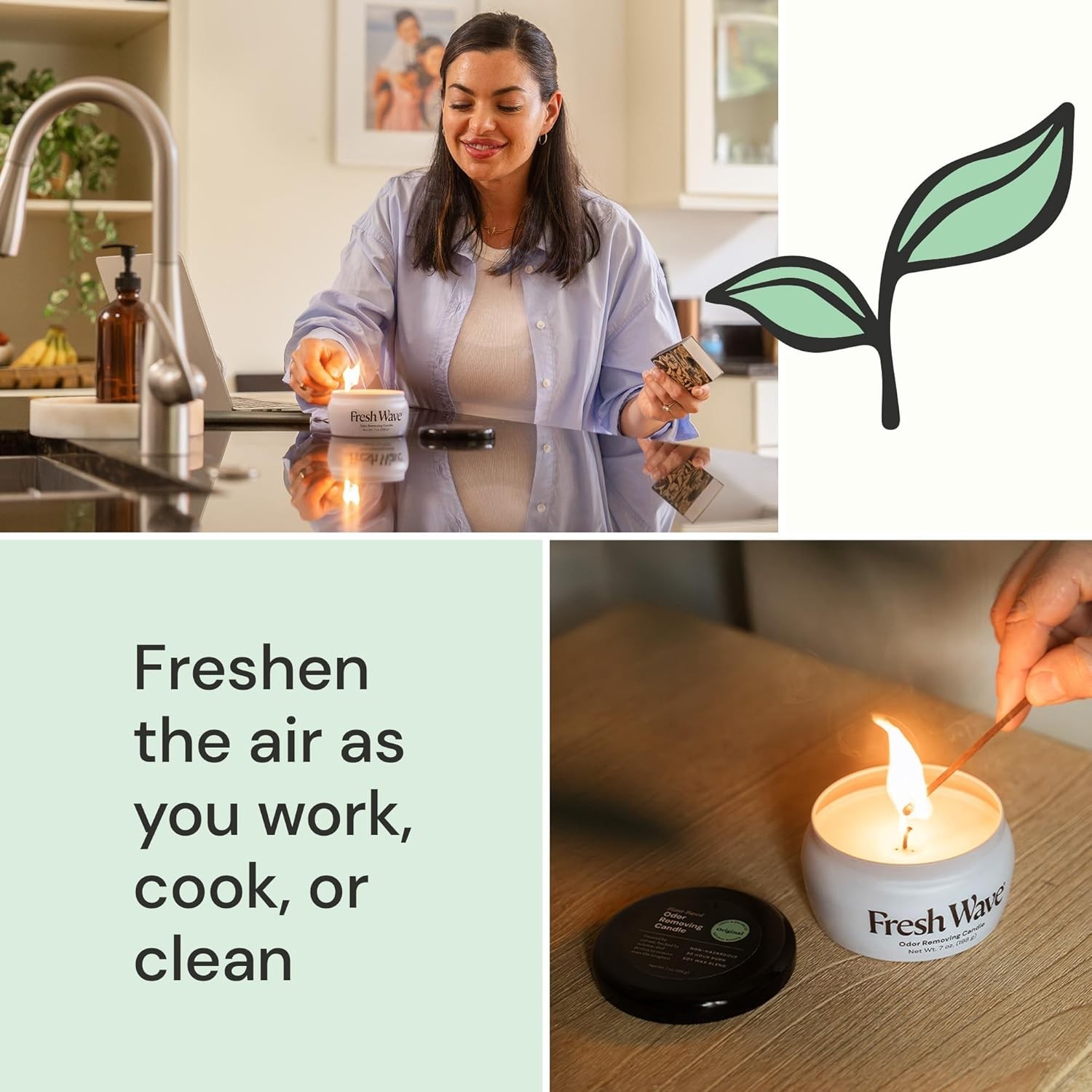Fresh Wave Odor Removing Candle 7 Oz Natural Soy Odor Eliminator Home