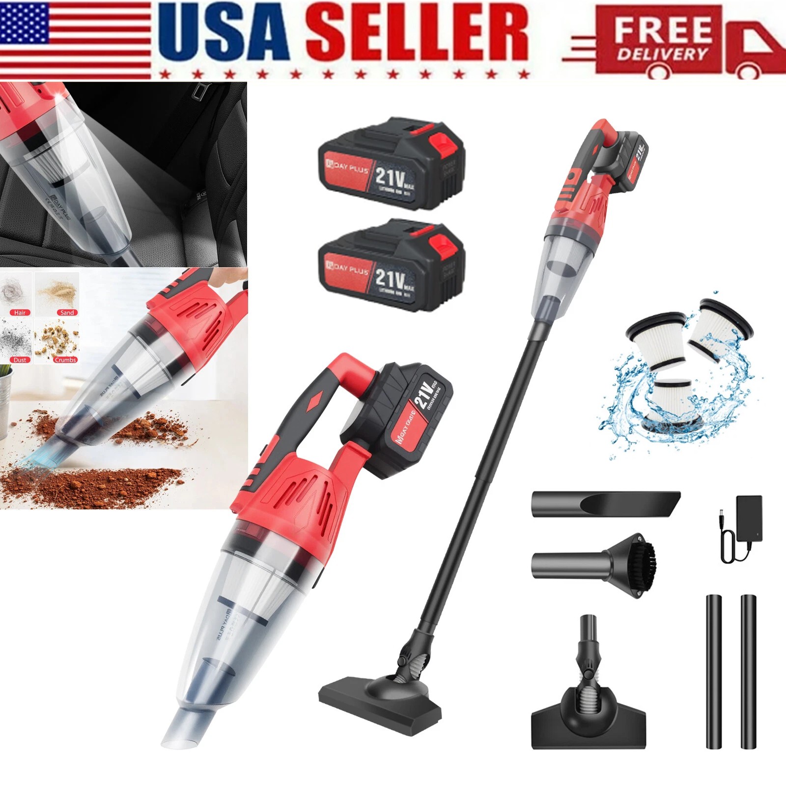 Cordless Vacuum Cleaner 3 in 1 Rechargeable Lightweight Stick Vacuum Cleaner LED