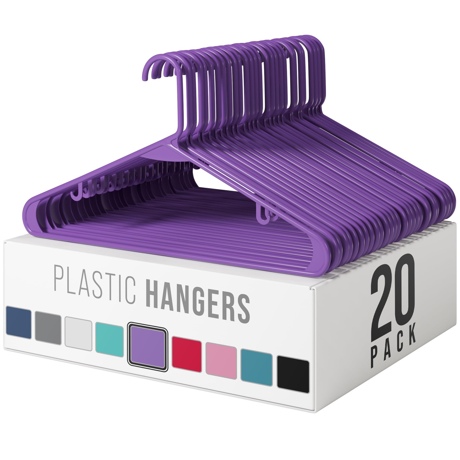 Purple Plastic Hangers 20 Pack – Space Saving Clothes Hangers for Closet