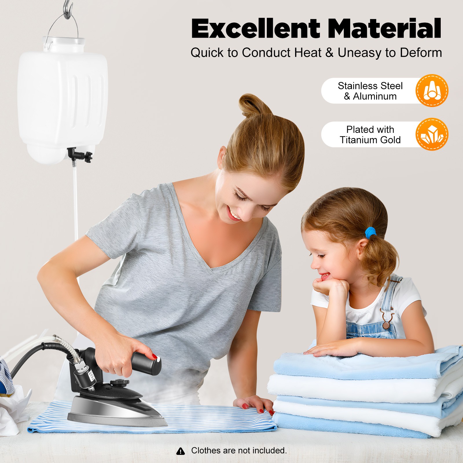 Gravity Feed Steam Iron Powerful Super Hot 1000W Steam Iron with 3L tank US .