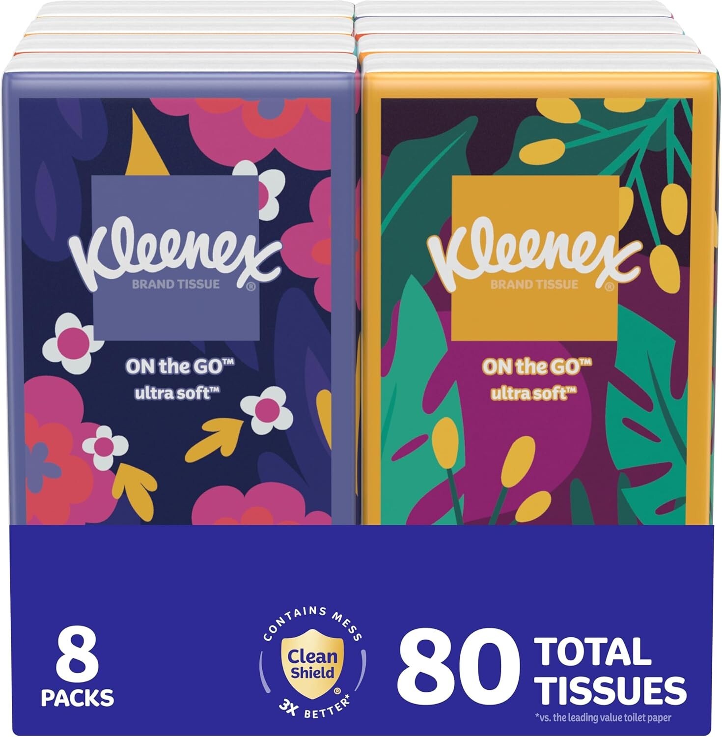 Kleenex on the Go Pocket Pack Facial Tissues 80 Count 3 Ply Travel Size
