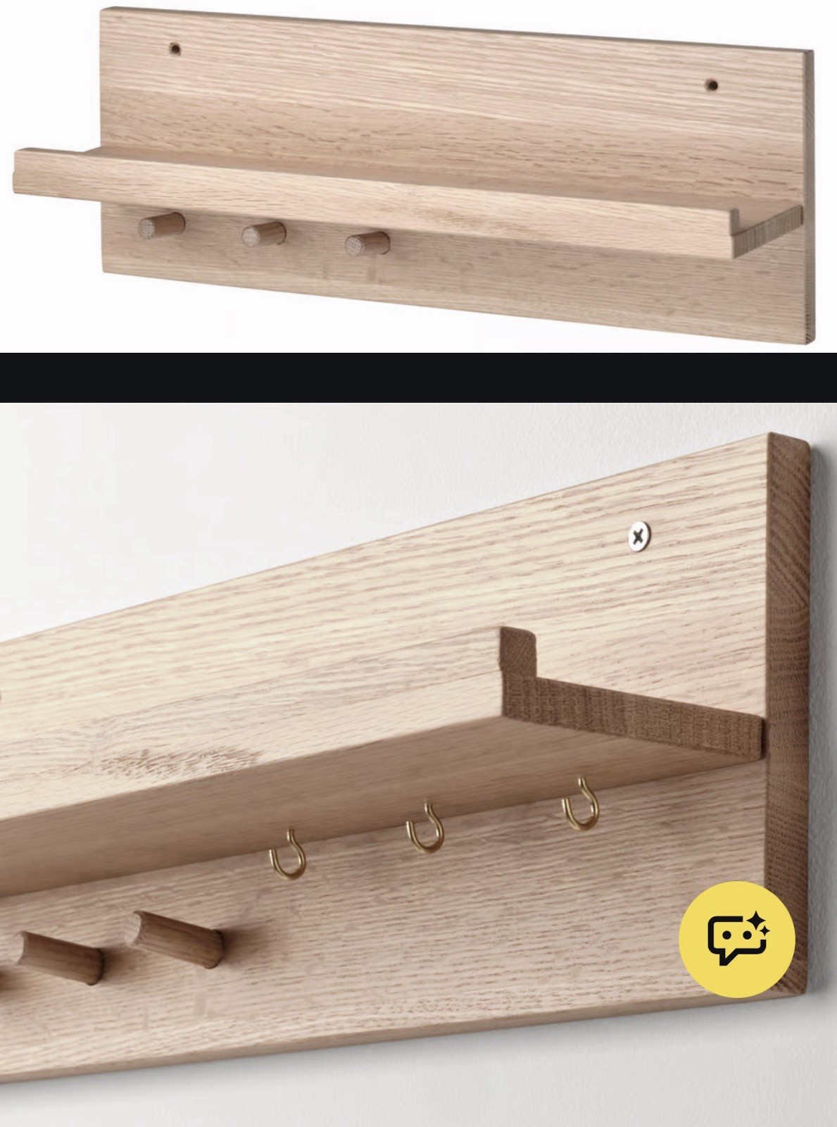 IKEA HASTVISKARE Wall organizer with hooks, oak, 42x15x11 cm 305.552.96