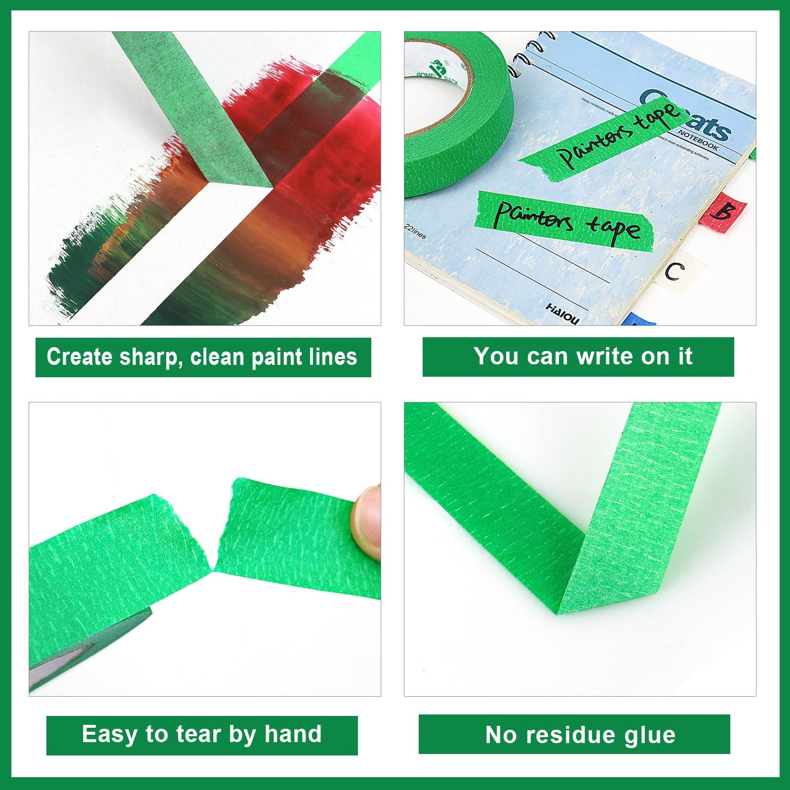 10Rolls Green Painters Tape, General Purpose Green Masking Tape 0.75inch x 55…
