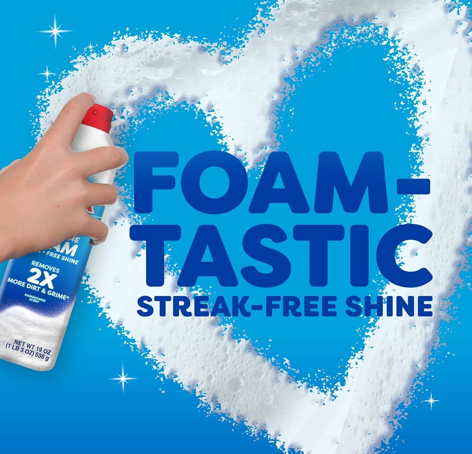 Windex Fast Shine Foam Glass Cleaner, No-Drip Aerosol Cleaning Spray, 19 Oz.