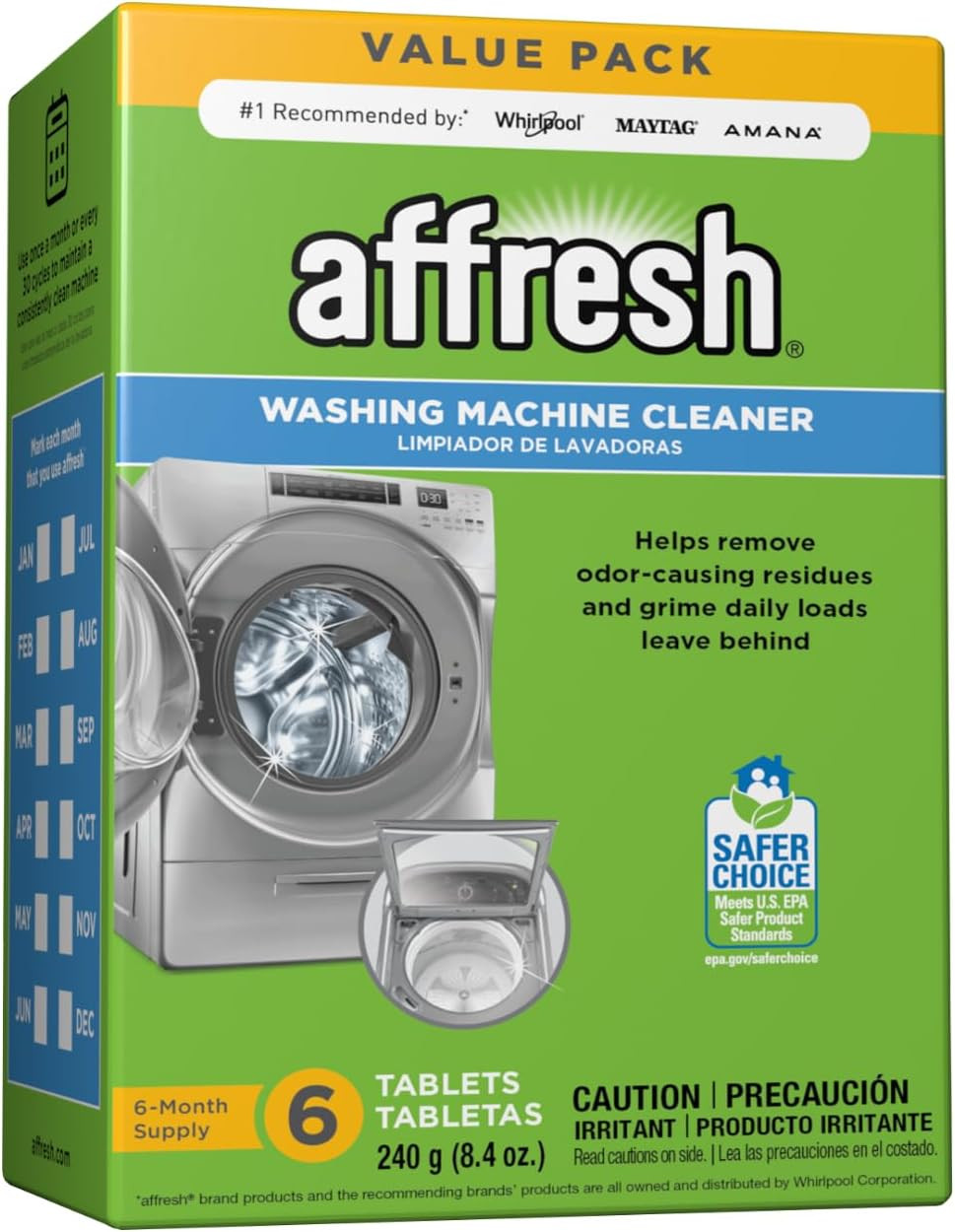 Affresh Washing Machine Cleaner, Helps Power Away Odor Causing Bacteria & Grime