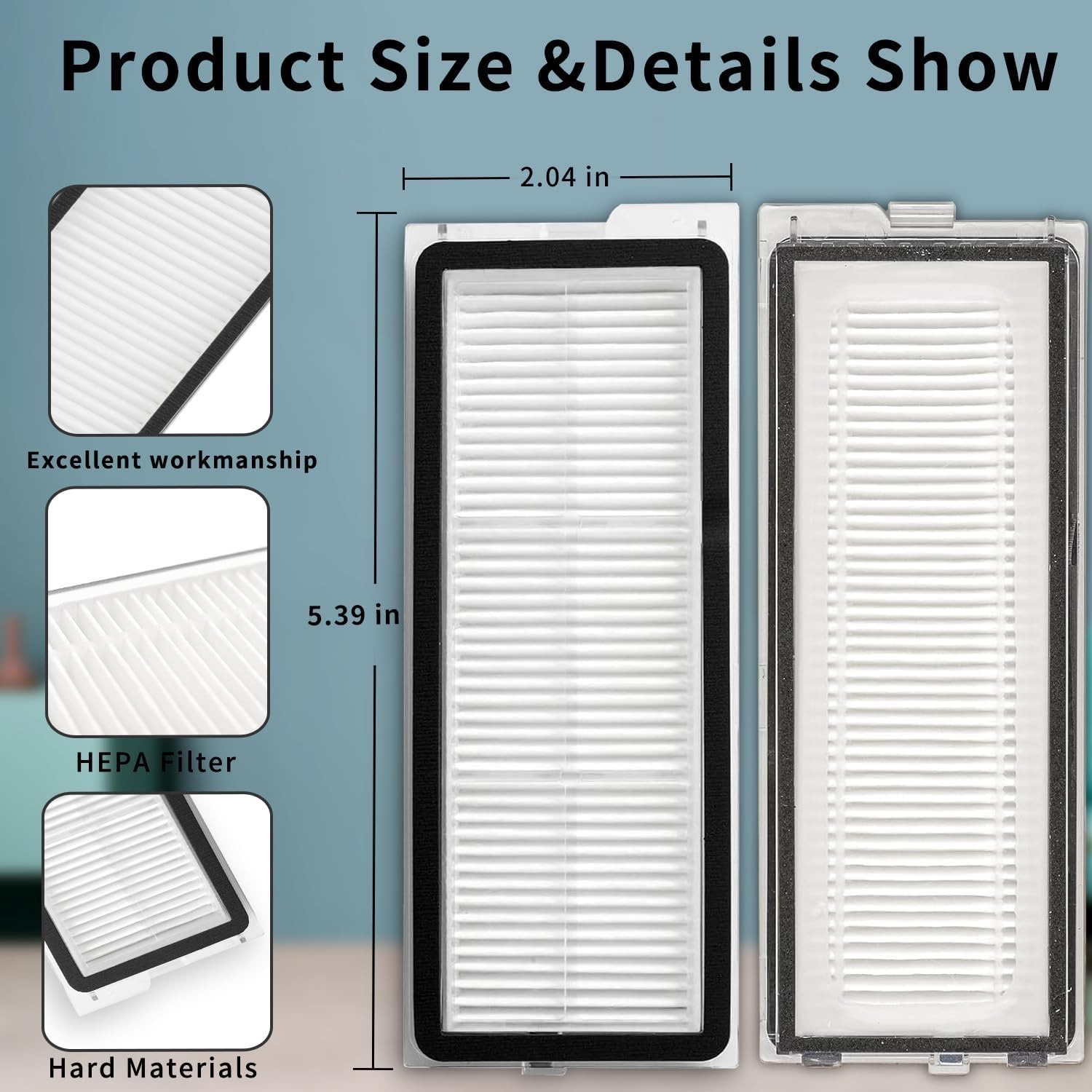 Replacement HEPA Filter Kit for Roborock QRevo S, Pro, Plus – 4 Washable Filters