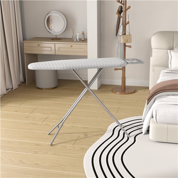 Foldable Ironing Board Height-adjustable Iron Table with 4 Legs for Laundry