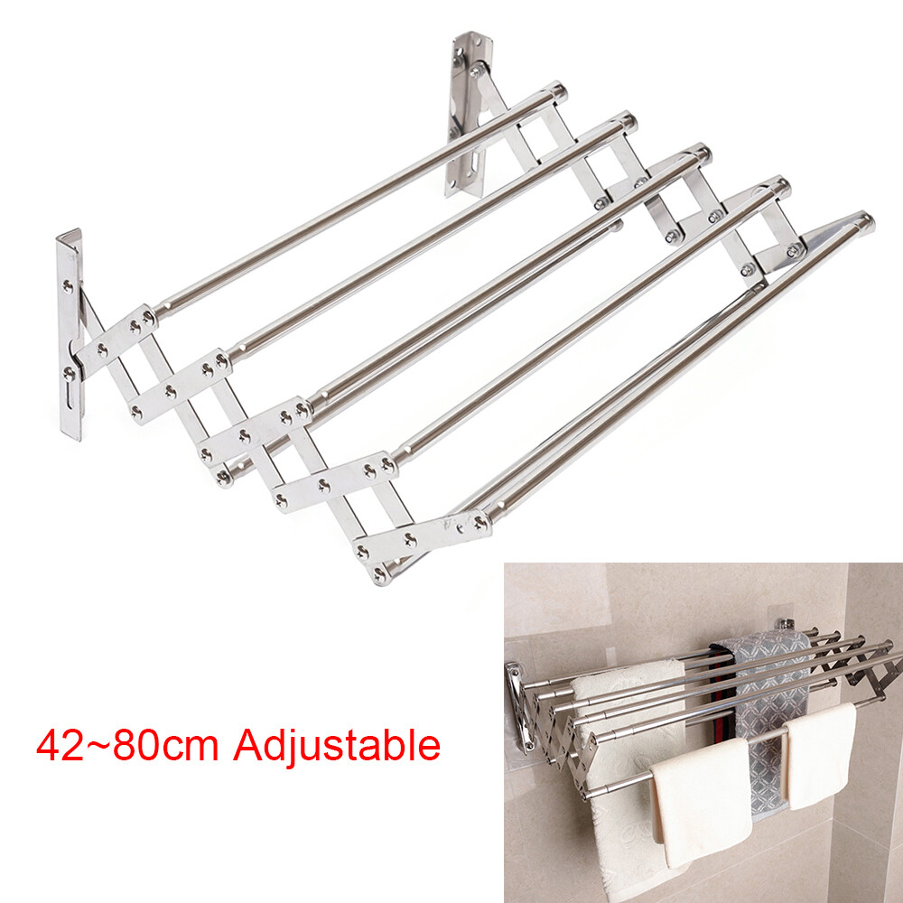 Wall Mounted Clothes Drying Rack Shelf Folding Dryer Hanger For Laundry Room
