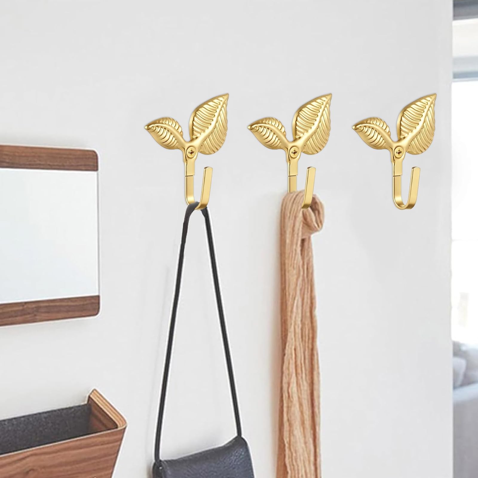 Decorative Wall Hooks Gold Leaf-Shaped, Iron Decorative Coat Hook Wall Mounte…