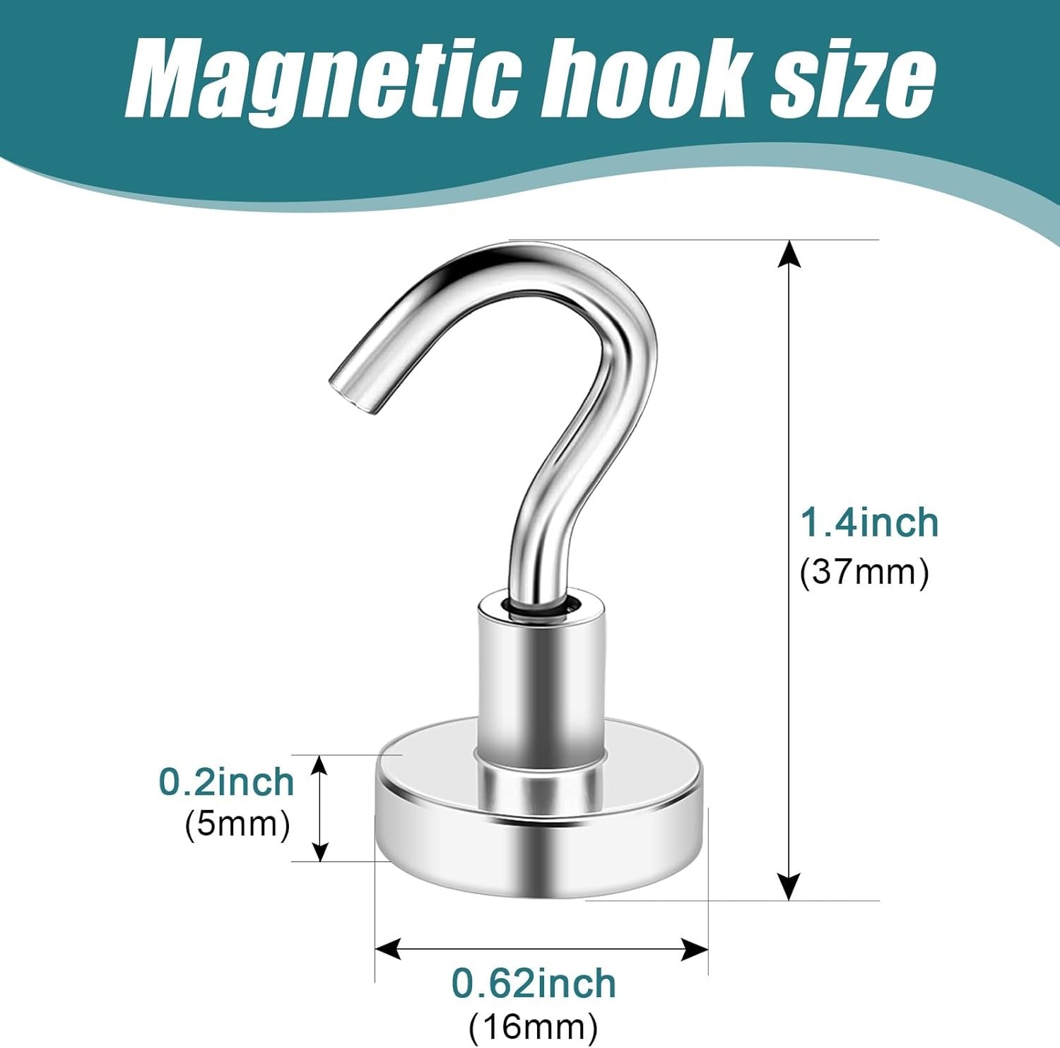 6/10/32 Pack Magnetic Hooks Heavy Duty, 25 lbs Strong Magnet Hooks Multipurpose