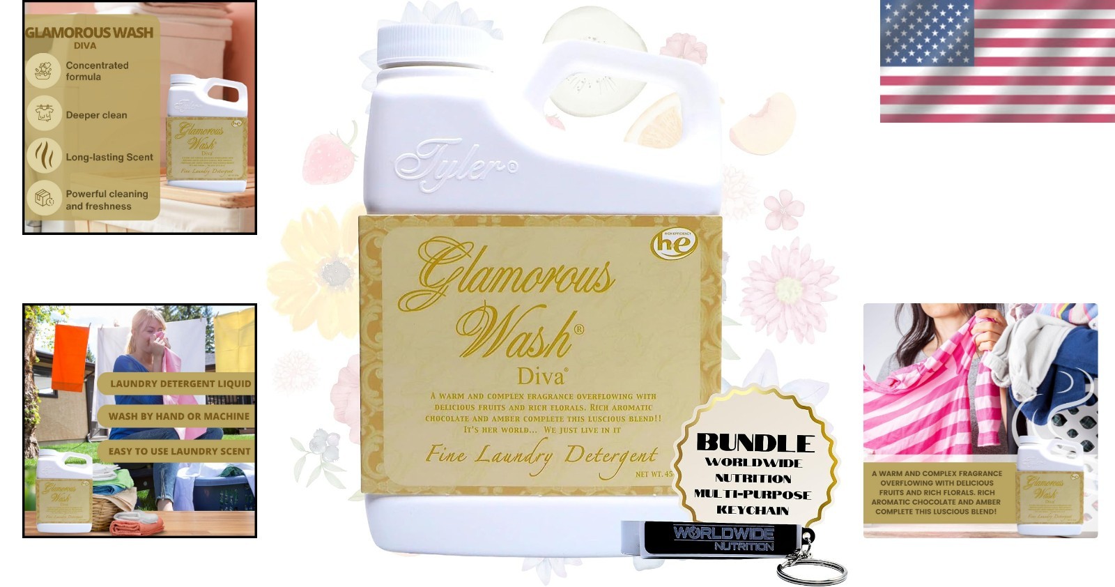 Tyler’s 16 Fl Oz Glamorous Wash & Keychain Bundle – Alluring Luxury for Laundry