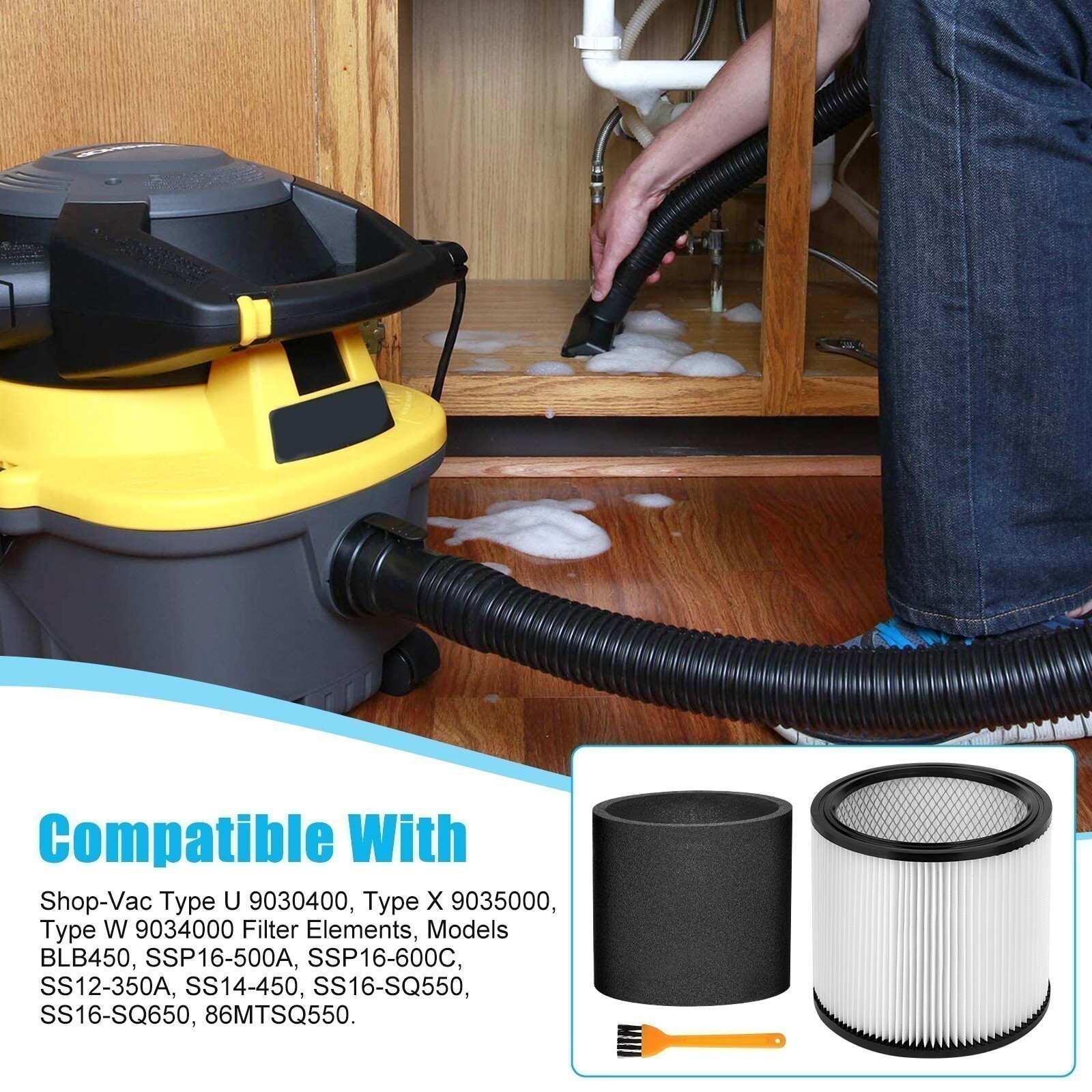 90304 Filter Cartridge Foam Kit Replacement for Shop-Vac 5 Gallon Wet Dry 90585