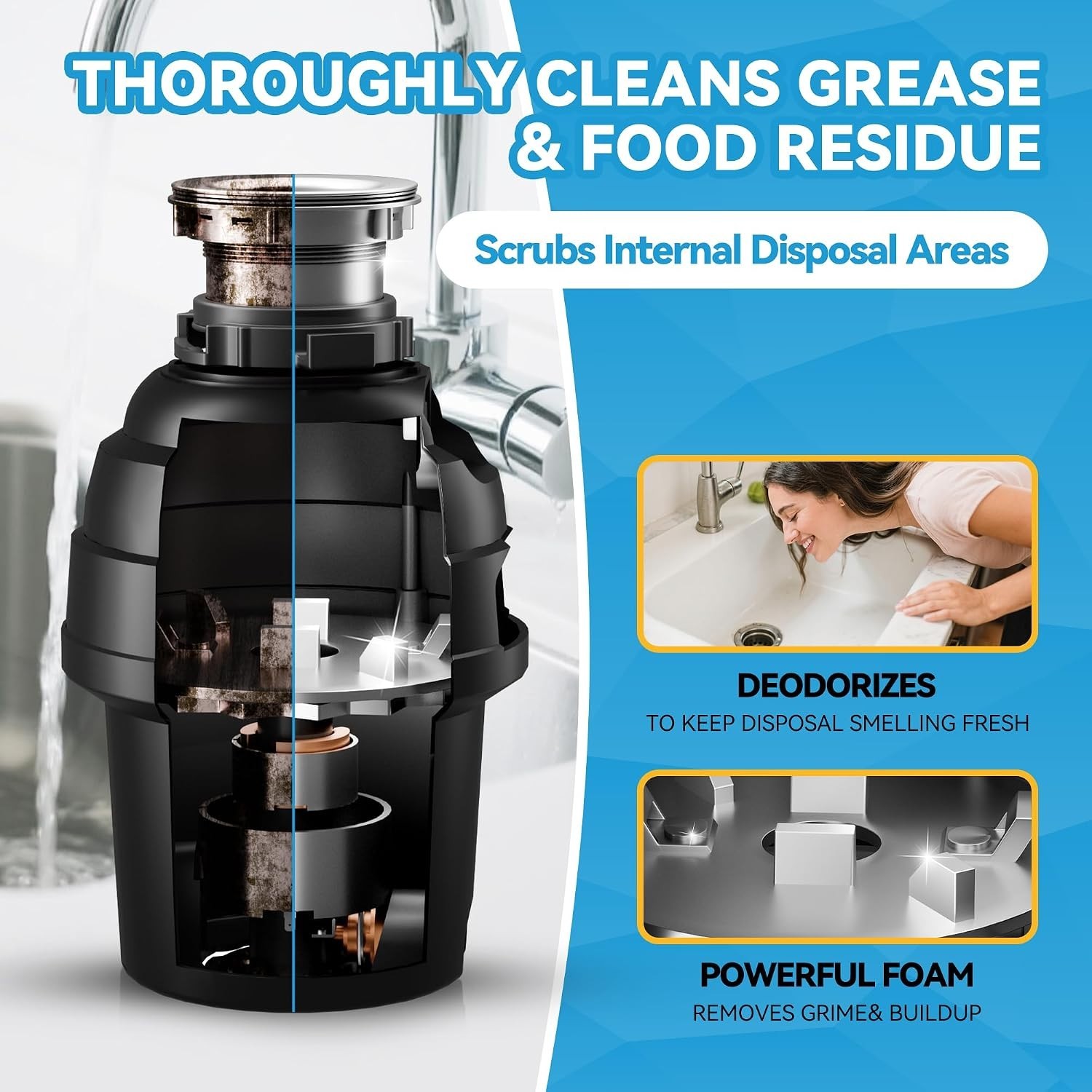 Foaming Garbage Disposal Cleaner Deodorizer Tablets – 24 Pack (1 Supply)
