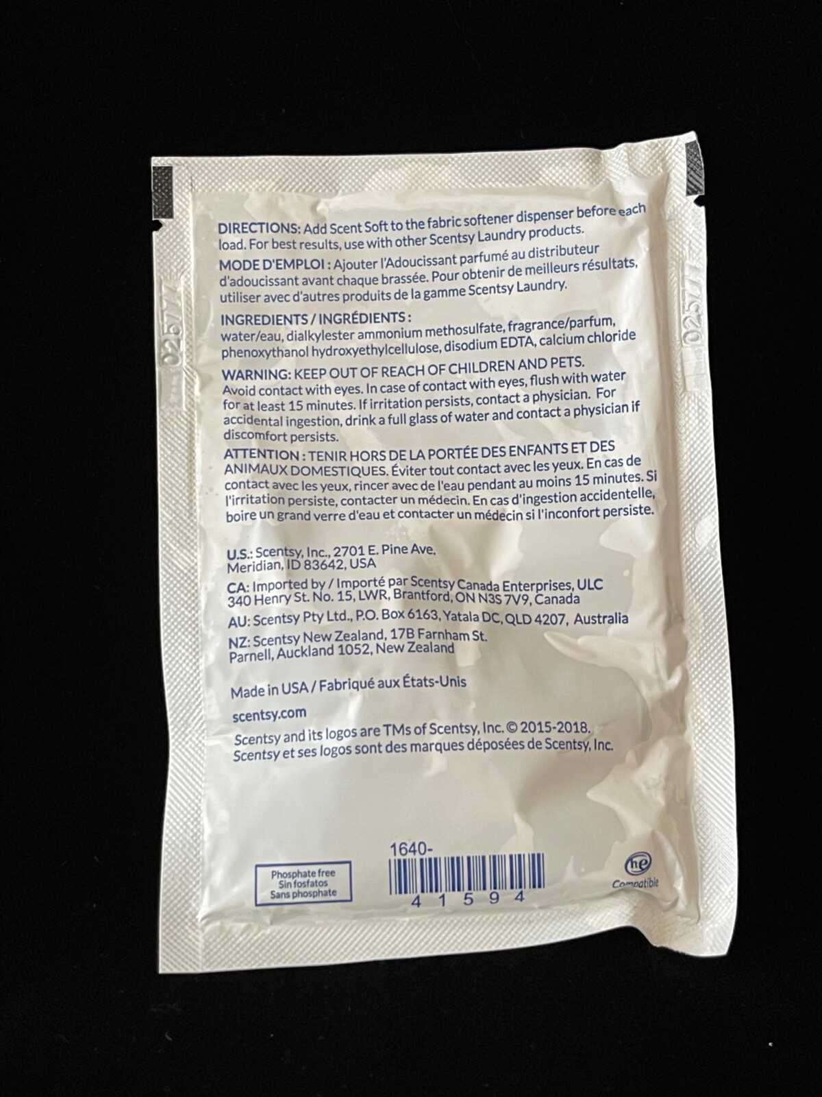 Scentsy SCENT SOFT Scentsy Clean Fabric Softener Sample 15ml/0.5 fl oz – NEW