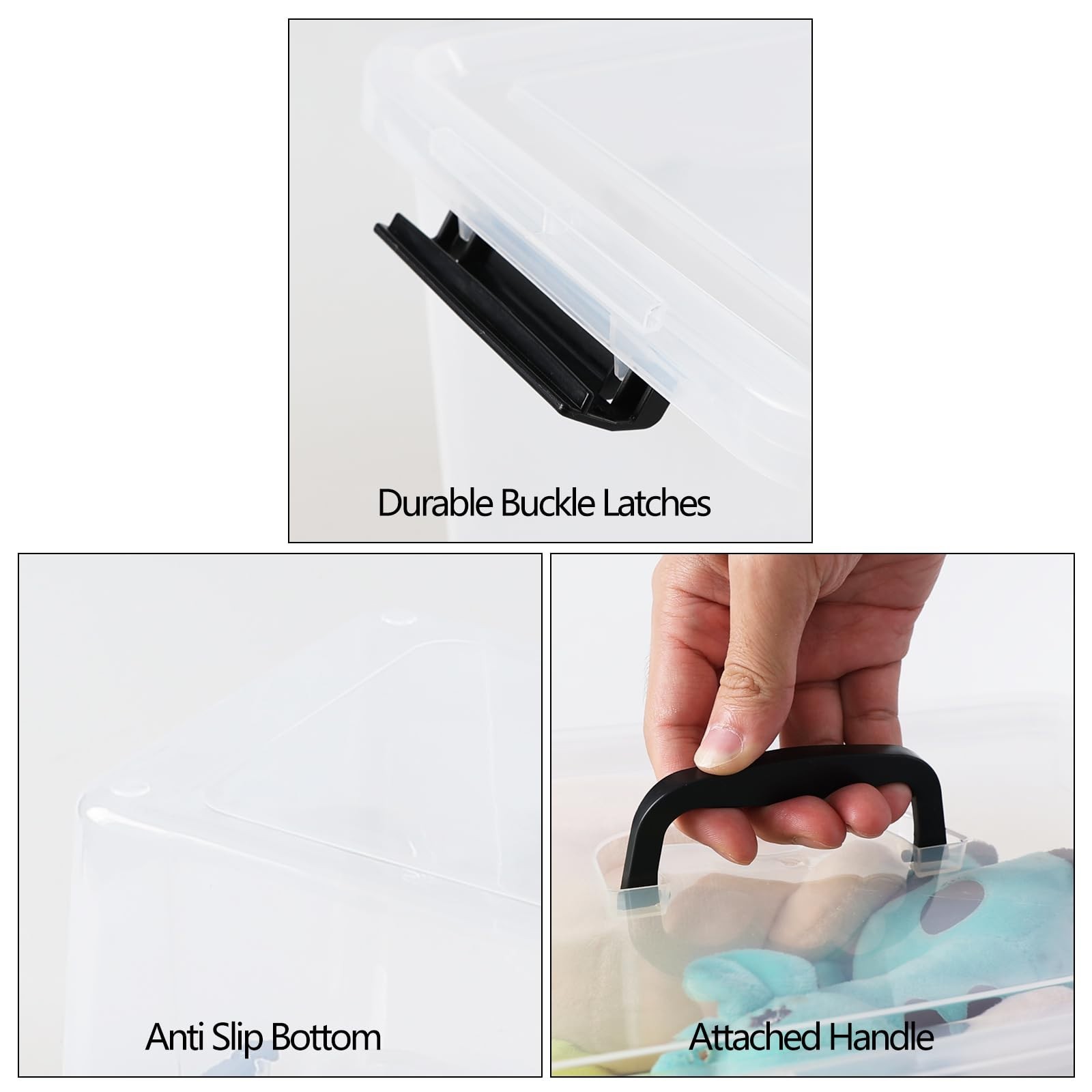 Clear Plastic Storage Bins with Lids – 17.5L Latching Containers, Set of 4