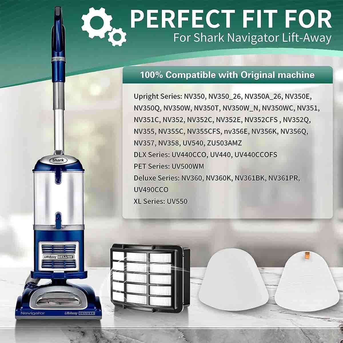 Vacuum Filter Kit For Shark Navigator Lift Away Vacuum NV350 NV360NV370 XFF350